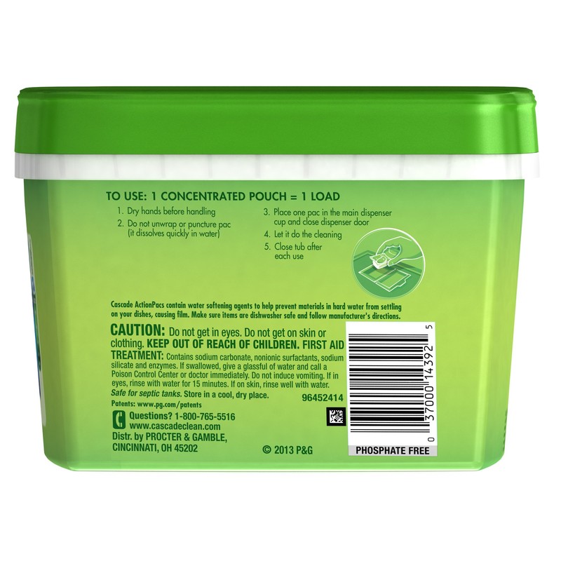 Cascade ActionPacs Fresh Scent Dishwasher Detergent 60 Count