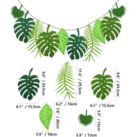 Pack of 2 Green Tropical Palm Leaves Tropical Leaf Banner, Jungle Decoration, Jungle Decoration, Birthday, Jungle, Leaves Garland, Safari Decoration, Jungle Birthday, Palm Leaves Decoration