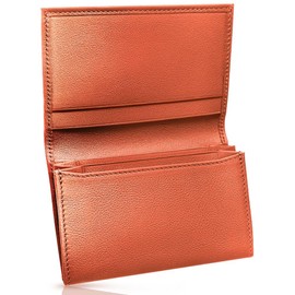 LINO PLANET Men's Business Card Holder, Genuine Leather, No Snagging, Easy to Put In and Take Out, Thin, Large Capacity, Pylophone Pocket, Card Case, Camel