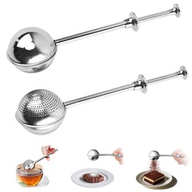 2pes Stainless Steel Tea Strainer，Baker's Dusting Wand for Sugar, Flour and Spices (Half＋Full)