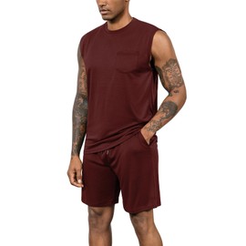 Uni Clau Men's Tracksuits 18 Piece Set Short Summer Outfit Casual Tank Top and Shorts Set Sleeveless