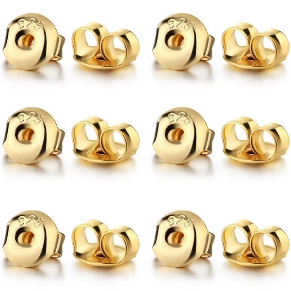 Formulen 14K Gold Plated Silver Earring Backs Replacements - Hypoallergenic