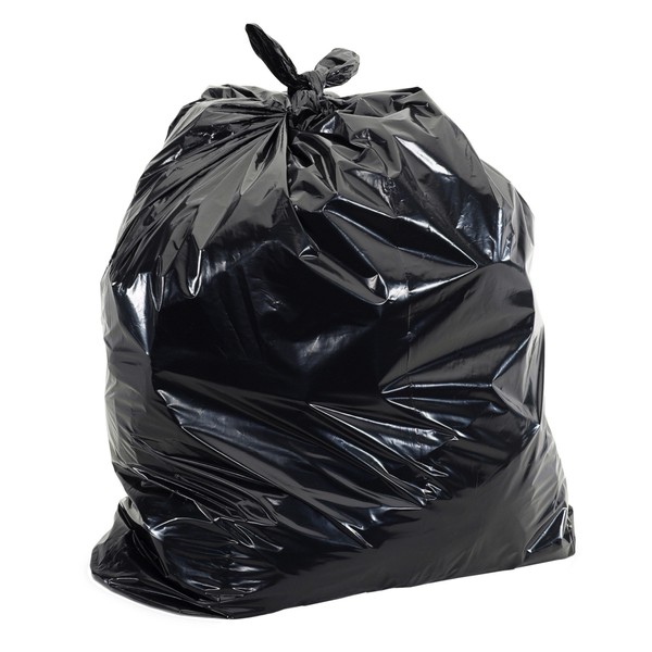 Aluf Plastics 33 Gallon 1.7 MIL (eq) Black Heavy Duty Trash Bags with E-Z Tie Flap Closure - 33" x 39" - Pack of 100 - For Industrial, Janitorial, & Contractor, & Hospitality
