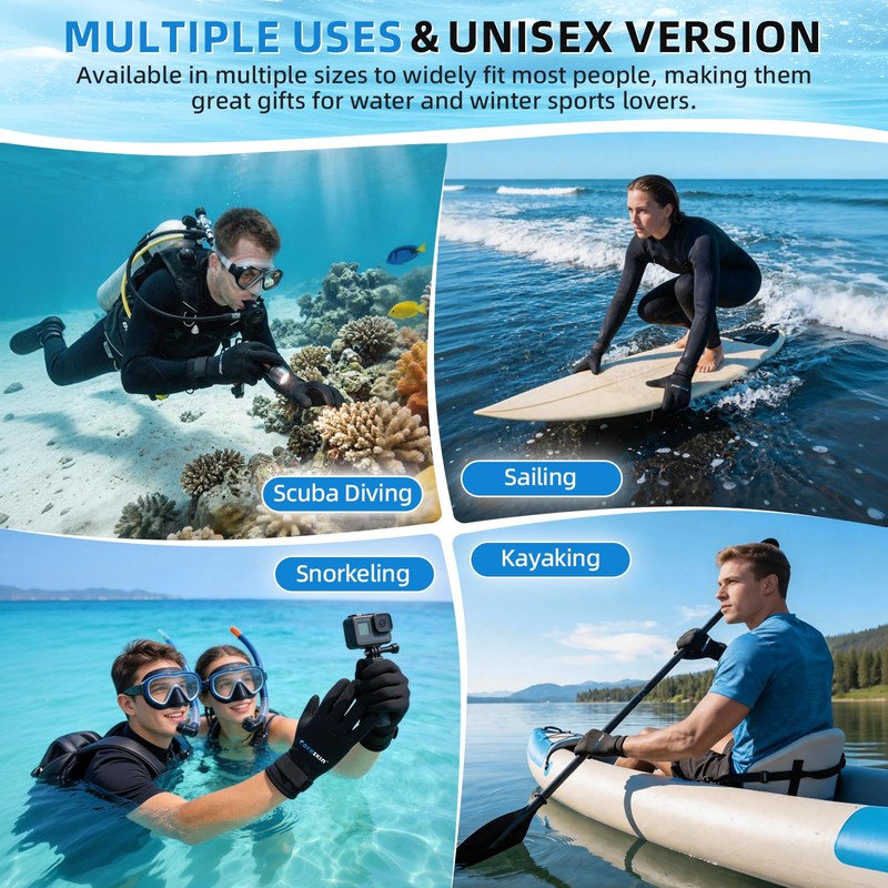 Coreskin 3mm Neoprene Diving Gloves with Anti-Slip Palm & Adjustable