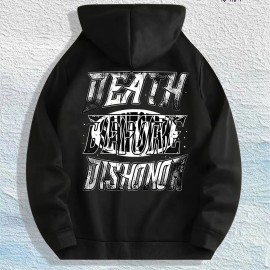 Death Before Dishonor Graphic Hoodie 100% Cotton US Warehouse 7 ColorsColor: Khaki, Size: M