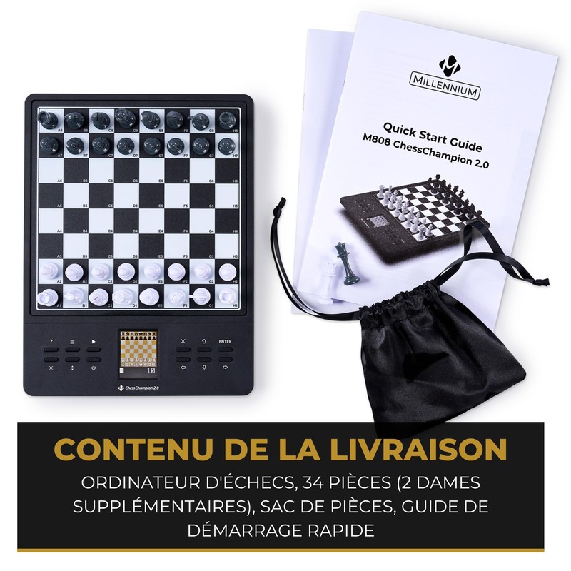 MILLENNIUM M808 ChessChampion 2.0 - Your Smart Chess Trainer with