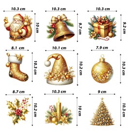 12Pcs Gold Christmas Decorations,Christmas Santa Xmas Tree Ornaments Hanging Decorations Set,Gold Santa Pendants for Hanging on Xmas Tree Indoors Tree Home Winter Holiday Party Supplies