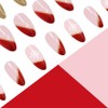 Christmas Press on Nails Medium Almond Gold Red French Tip