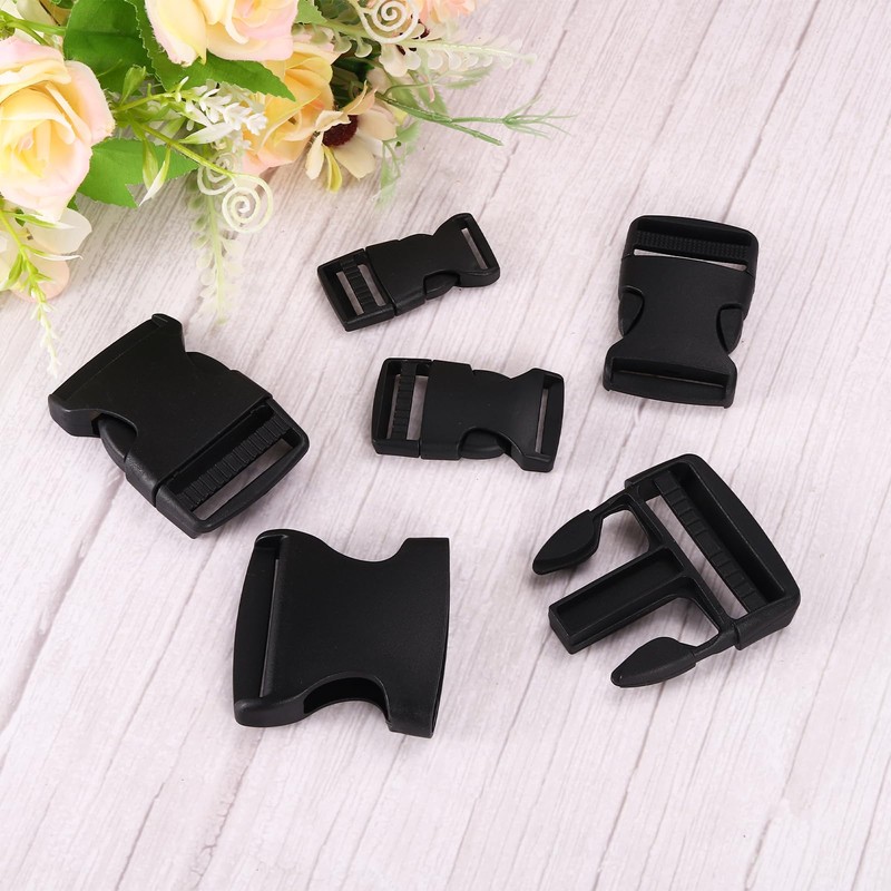 sourcing map 6Pcs 1-1/4" Side Release Buckle, Plastic Dual Adjustable