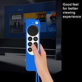 Remote Cover Case for Apple TV 4K Siri Remote 3rd Gen 2022/ 2nd Gen 2021, Anti Slip Shockproof Remote Cover Case with Lanyard for Apple TV 4K / HD Siri Remote Controller - Blue
