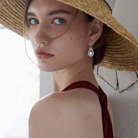 Moonstone Earrings for Women Girls 925 Sterling Silver Celtic Hanging Earrings Moonstone Jewellery Gift, Sterling Silver, Moonstone