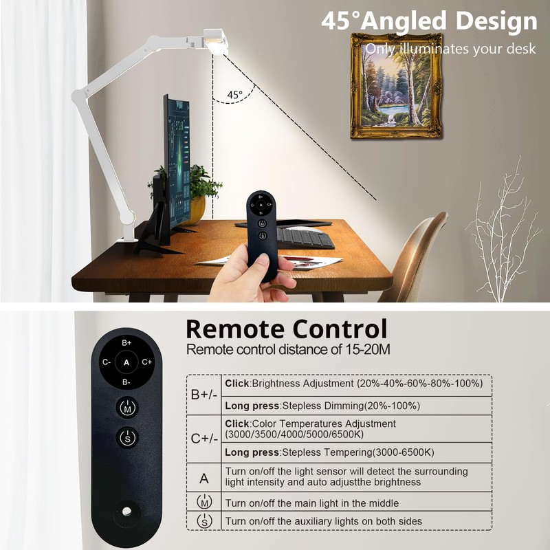 Micomlan Architect Desk Lamp with Clamp, Led Desk Lamp for