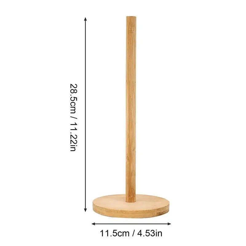 Wooden Paper Towel Holder for Kitchen & Bathroom – Stable