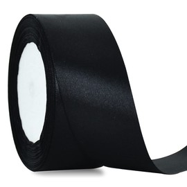 TONIFUL 4 cm x 22 m Wide Black Satin Ribbon Solid Fabric Ribbons for Wedding, Car, Decoration, Chair Sash, Crafts, Gift Wrapping, Cutting, Floral Sewing, Yellow, Gold, Purple, Orange