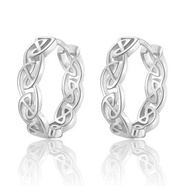 925 Silver Earrings for Men Women Silver/Gold/Black Hoop Earrings Hypoallergenic Earrings 18mm Width 4mm, White Gold