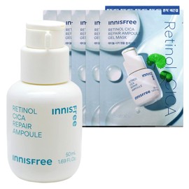 Innisfree Retinol Cica Trace Ampoule Large Capacity 50ml+Retinol Cica Trace Ampoule Gel Mask (23mL) 5 sheets / 이니스프리 레티놀 시카 흔적 앰플대용량 50ml+레티놀 시카 흔적 앰플 겔 마스크 (23mL) 5매