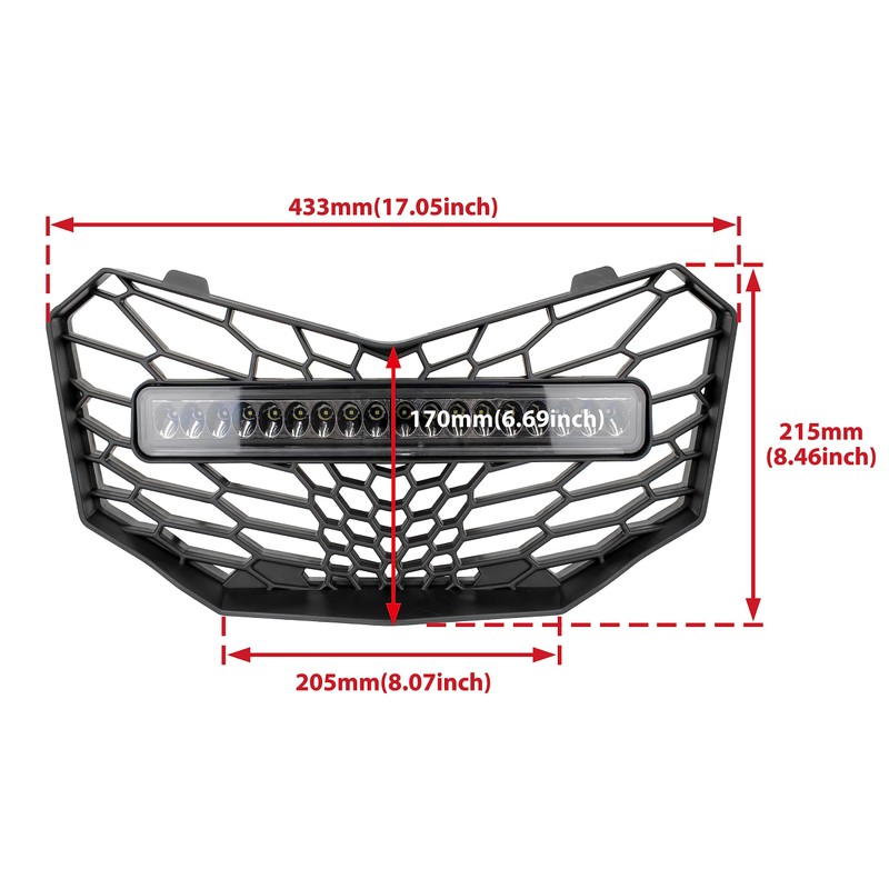 SAUTVS Grill with Light for Maverick Trail, Front Mesh Grille