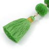 Avalaya Long Spring Green Glass Bead Pom Pom Tassel Necklace/