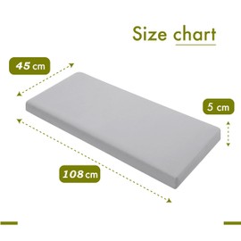 A ATH COLLECTION 100% Waterproof 2 3 4 Seater Indoor & Outdoor Bench Cushion Seat Pads for Lawn & Garden, Patio, Office, Coffee Shop with Removable cover (2 Seater 108cm x 45cm x 5cm, Silver)