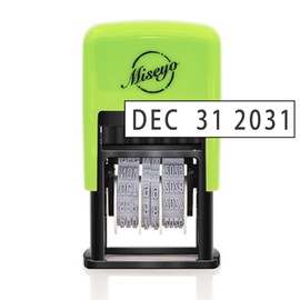 Miseyo Self Inking Date Stamp - Green (2 Black Refill Ink pad Included)