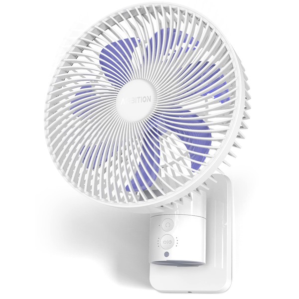 Airbition 8” Small Wall Mount Fan with Remote Control, 90°Oscillating,