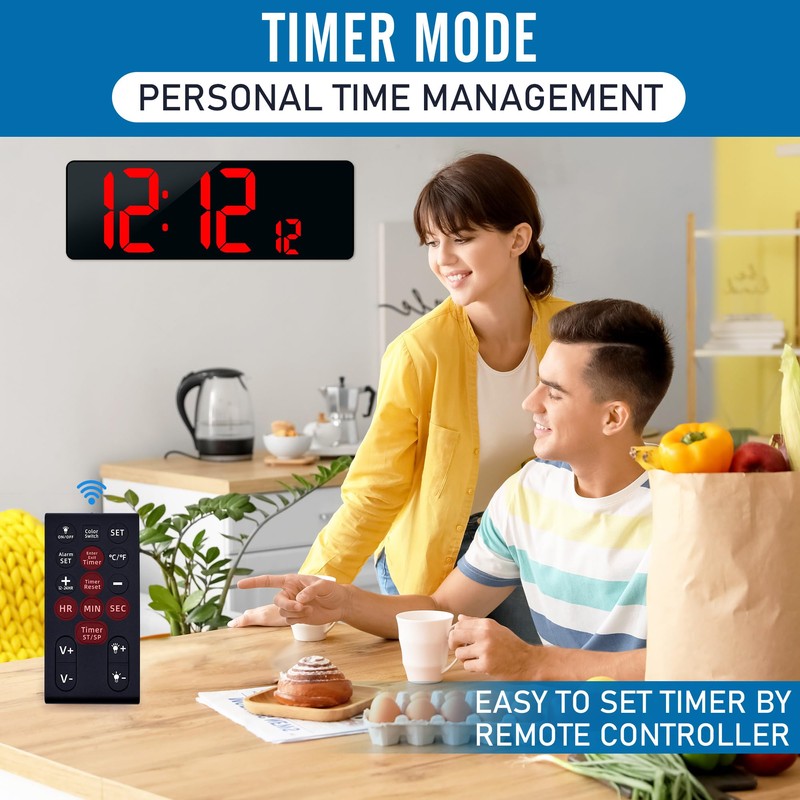 TXL16.5 Digital Wall Clock Large Display, LED Wall Clock RGB