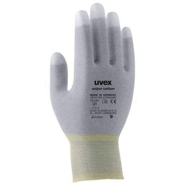 Uvex 6055607 Nylon Knitted HS, Unipur Carbon Assembly Glove, Grey,