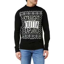 FM London Unisex Novelty Christmas Long Sleeve Jumper, Straight Outta Lapland, M