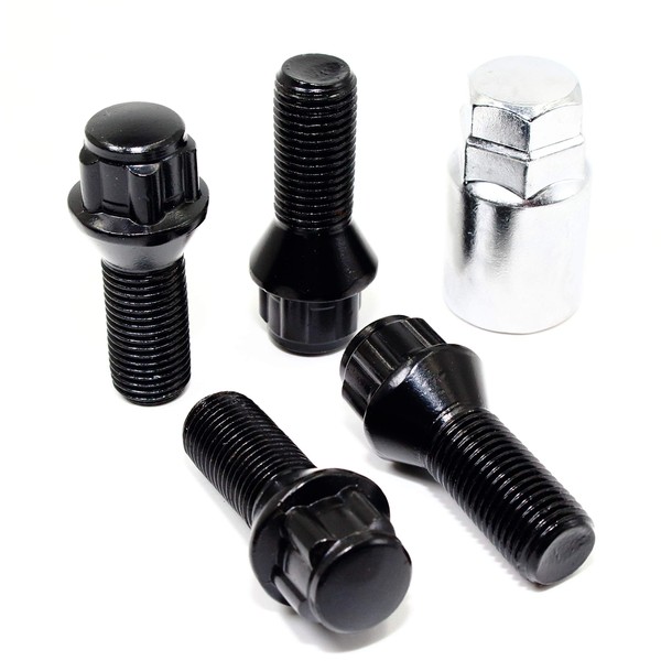 Set of 4 Veritek 14x1.5mm Black Wheel Bolt Locks for