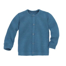 Disana Honeycomb Knit Jacket Children's Summer Jacket 100% Organic Merino Wool Spring Summer Autumn Button Placket Baby Toddler Child Unisex Made in Germany GOTS IVN Certified, pigeon blue