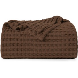 Utopia Bedding Cotton Waffle Blanket 300 GSM (Brown - 90x108 Inches) Soft Lightweight Breathable Bed Blanket King Size Layering Any Bed for All Season