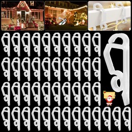 Gutter Hooks for Fairy Lights, Pack of 120 Fairy Lights Attachment, Fairy Lights Holder, Gutter Hooks, Weatherproof Plastic Christmas Light Clips for Christmas Decoration, Hanging Outdoor Lights