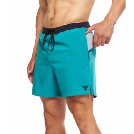 YOGA CROW 5" Men's Yoga Shorts –Mens Athletic Shorts with Zipper Pockets, Breathable Liner, Mens Running Shorts, Hot Yoga, Glacier Green, X-Large