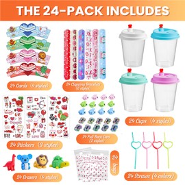 AYGXU 24pcs Valentines Day Gifts for Kids-Valentines Day Cards for Kids School classroom,valentines toys for kids,valentine exchange valentines day party favors for kids boys girls,goody bag filler