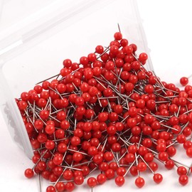 sourcing map Pack of 500 Card Push Pins Round Head Cork Boards Picture Hanging 1/8 Inch for Home Office Red