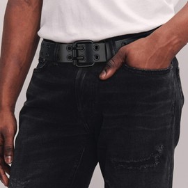 macoking Grommet Belts for Women, Studded Black Belt for Teens - Aesthetic Double Holes-S