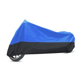 Motoforti Universal Motorcycle Cover, L, 190T Polyester Taffeta Fabric, Blue Black, 1 Pcs