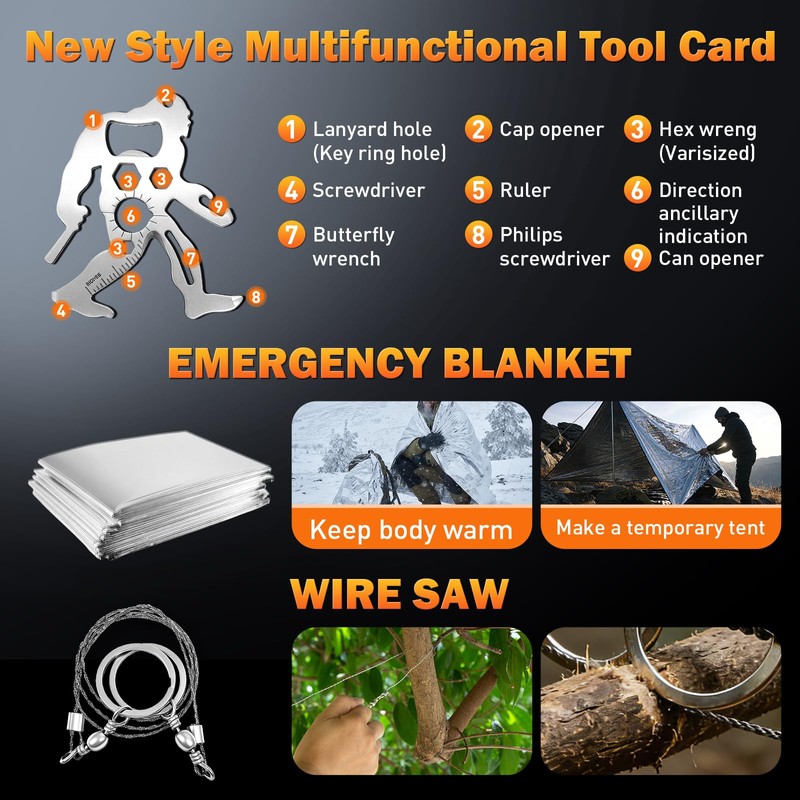 Survival Gear Kit for Men: 27-in-1 Complete Tools & Camping