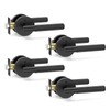 Amerdeco 4 Pack Matte Black Door Handles Interior,Knurled Privacy Door