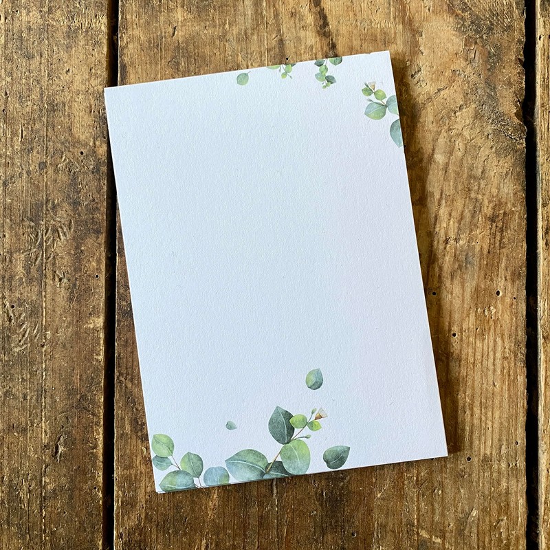 Notepads, DIN A6, eucalyptus motif, 25 sheets per pad (10)