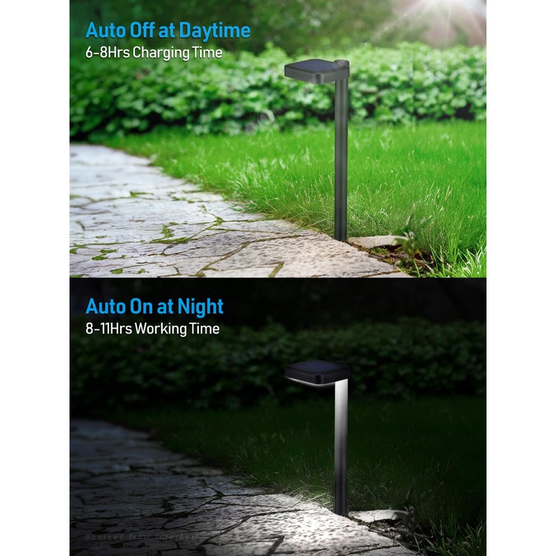 LEONLITE 2CCT Solar Landscape Pathway Lights Outdoor, 50/100% Dimmable, Auto