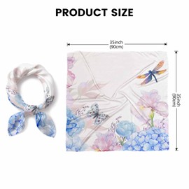 Xuwenz Beautiful Flower Bandana Peonies Irises Hydrangeas Butterflies Dragonflies Silk Hair Wrap Neck Scarf Scarf Headbands for Women