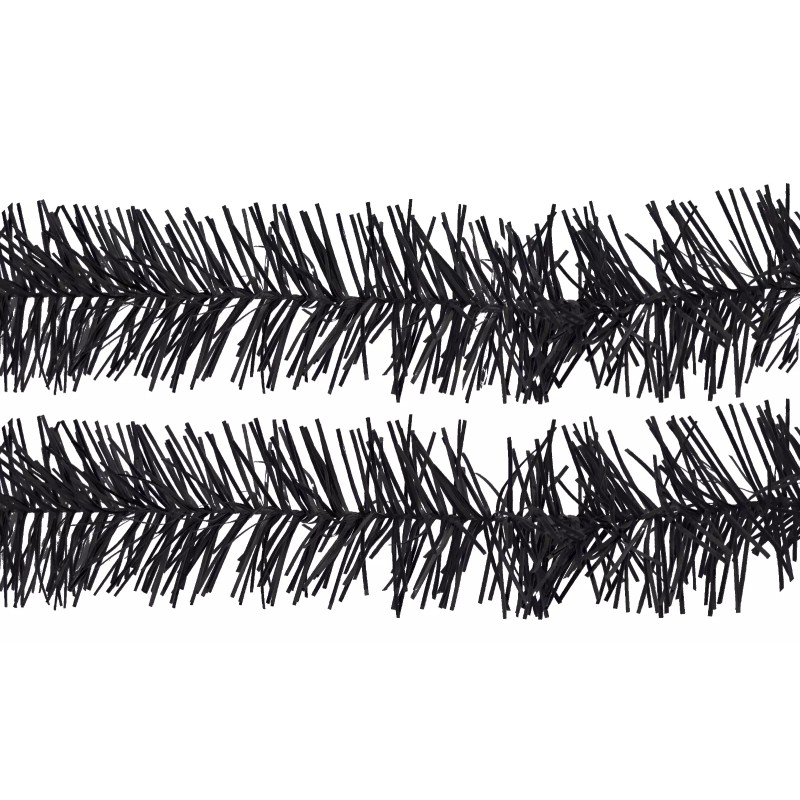 Lee Display 30FT Shiny Metallic Black Tinsel Garland Christmas Plastic