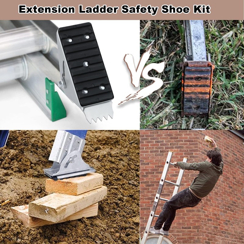 Aluminum Anti-Skid Shoe Kit for Extension Ladders,Rubber Padded Feet,Extension Ladder