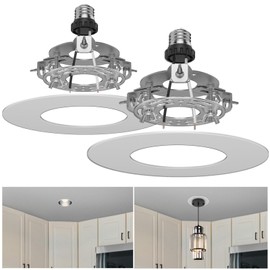 YIIZON R5 and 6 Recessed Can Light Conversion Kit, Ceiling Light Fixture Upgrade, Pendant & Hanging, 7¾ Inch Flat Steel Ceiling Medallion, White Finish 2 Packs