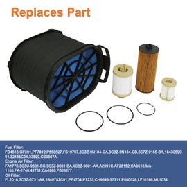 Powerstroke Diesel Filter Kit(Fuel Filter & Air Filter & Oil Filter).Fit for 2003-2007 Ford F250 F350 F450 F550 Super Duty 6.0L.Replaces Part # FD4616 FL2016 FA1778.