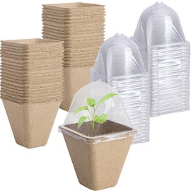 PURPLE STAR 1N 40 PCS Seeding Starter Pots for Planting- 3.1 Inch Square Biodegradable Nursery Pots with Humidity Dome- Peat Pots for Seedlings Garden Vegetable Flower Germination