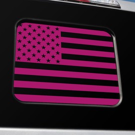 BocaDecals Precut Rear Middle Window American Flag Decal Accessory Made in USA Compatible with and Fits F150, F250, F350 (Hot Pink)
