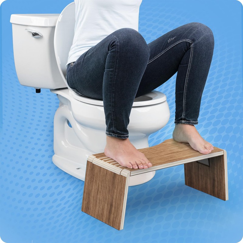 Squatty Potty Oslo Teak Folding Toilet Stool – Compact, Stylish,