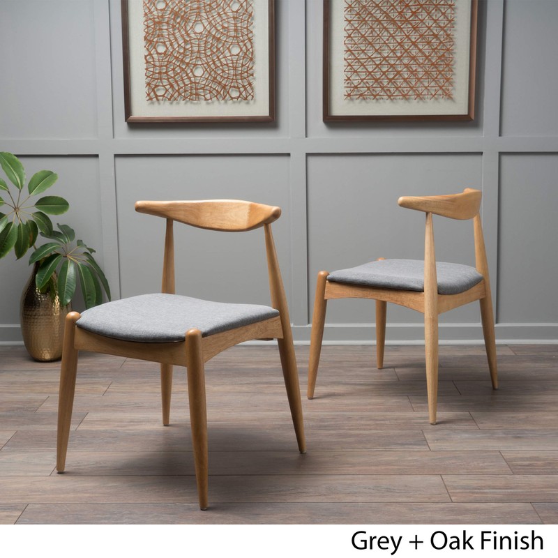 Christopher Knight Home Francie Fabric with Oak Finish Dining Chairs,